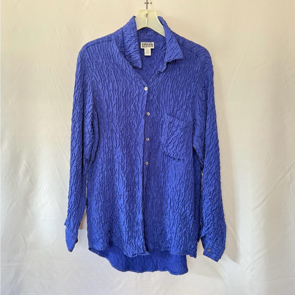 Crinkle Texture Blue Shirt